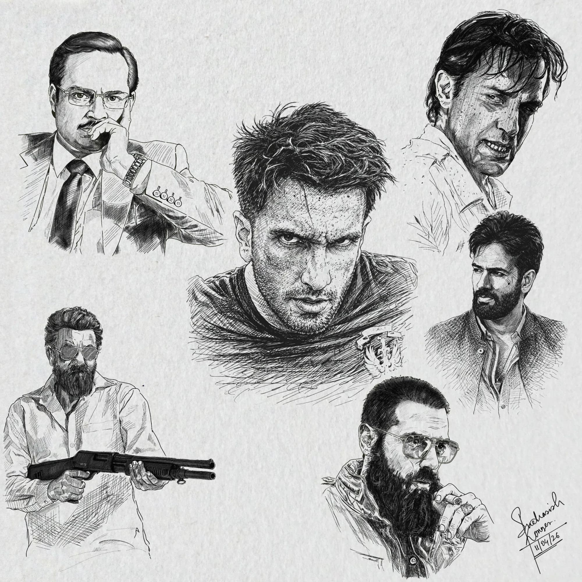 Dhurandhar — Studies — anime & pop-culture, graphite — procreate