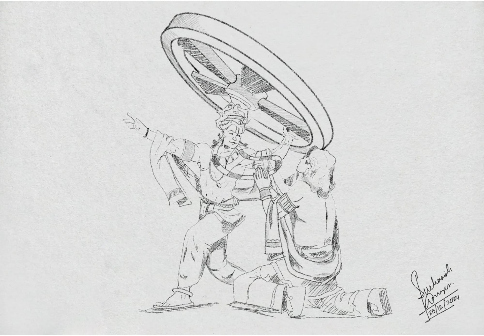Kurukshetra — devotional portraits, graphite — procreate