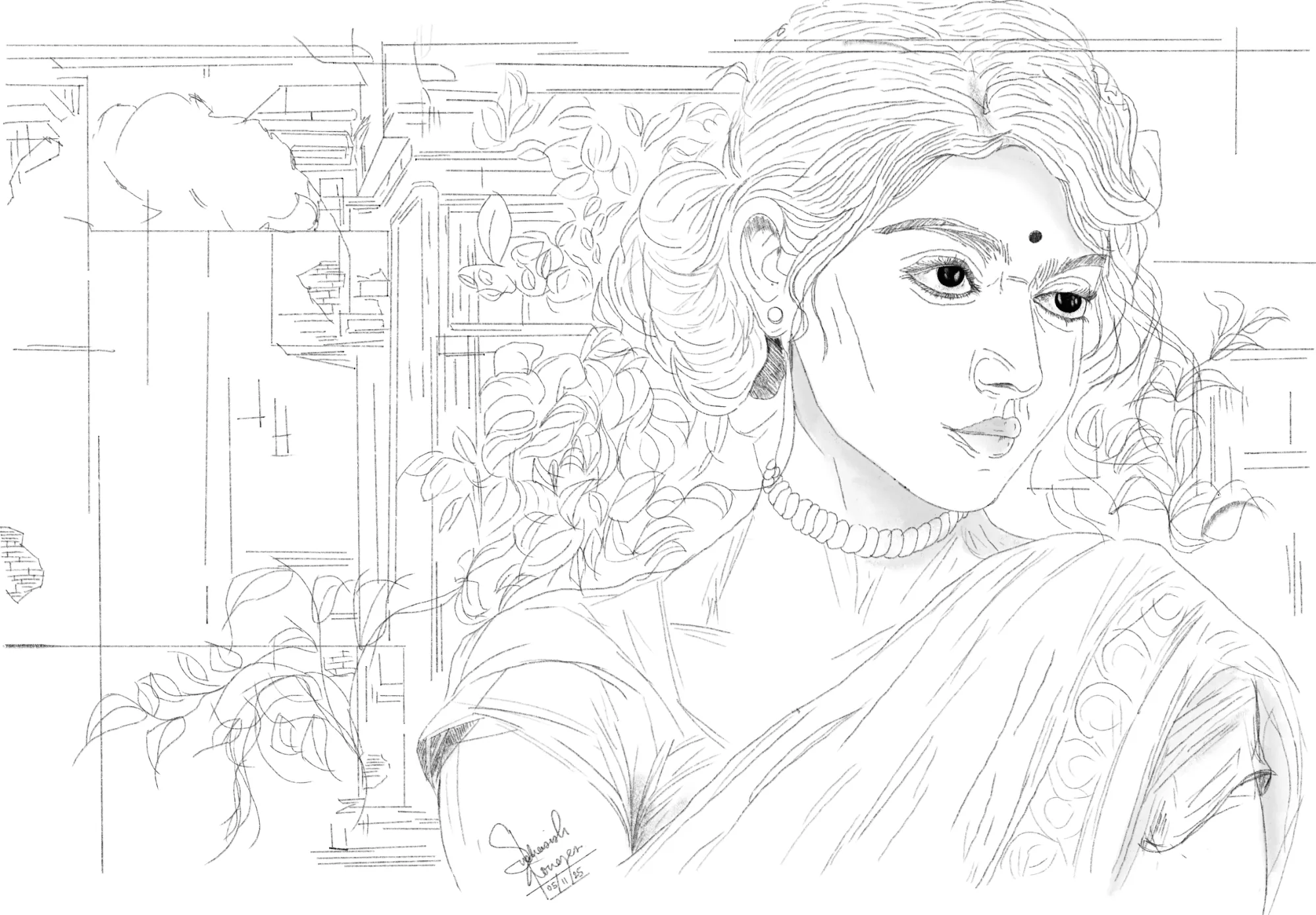 Line Study — pen-and-ink portraits, ink — procreate