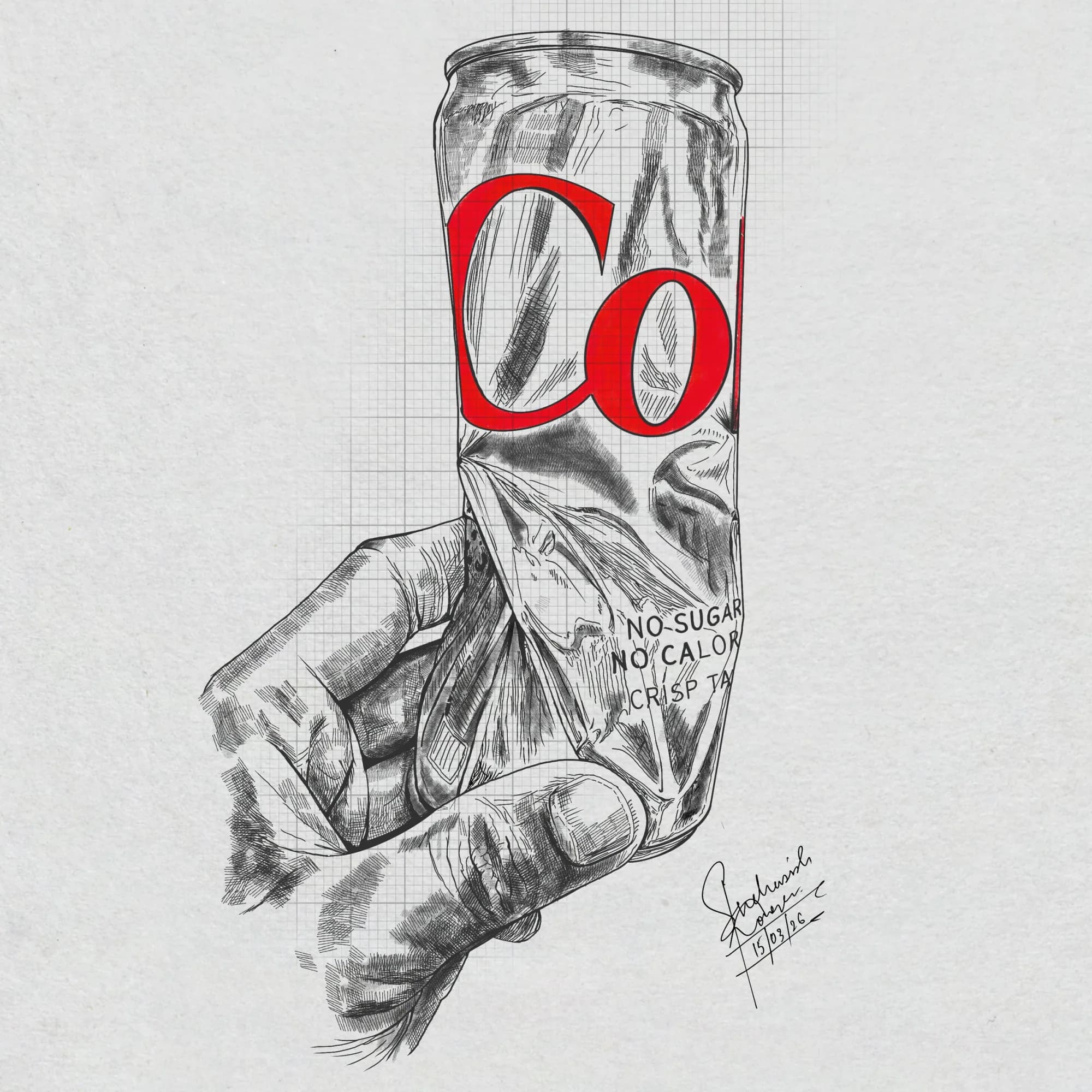 No Sugar — home decor illustration, graphite — procreate