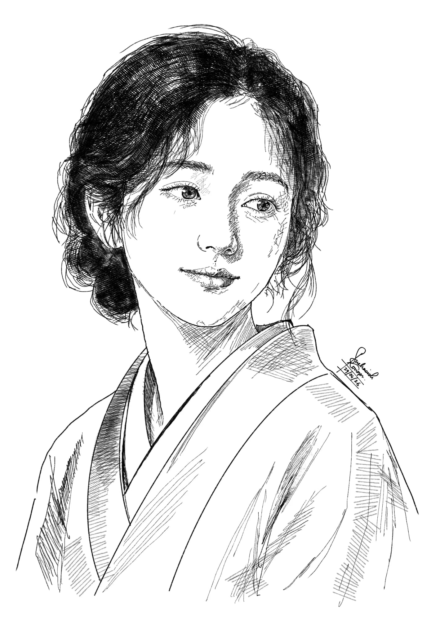 Quiet Morning — pen-and-ink portraits, graphite — procreate