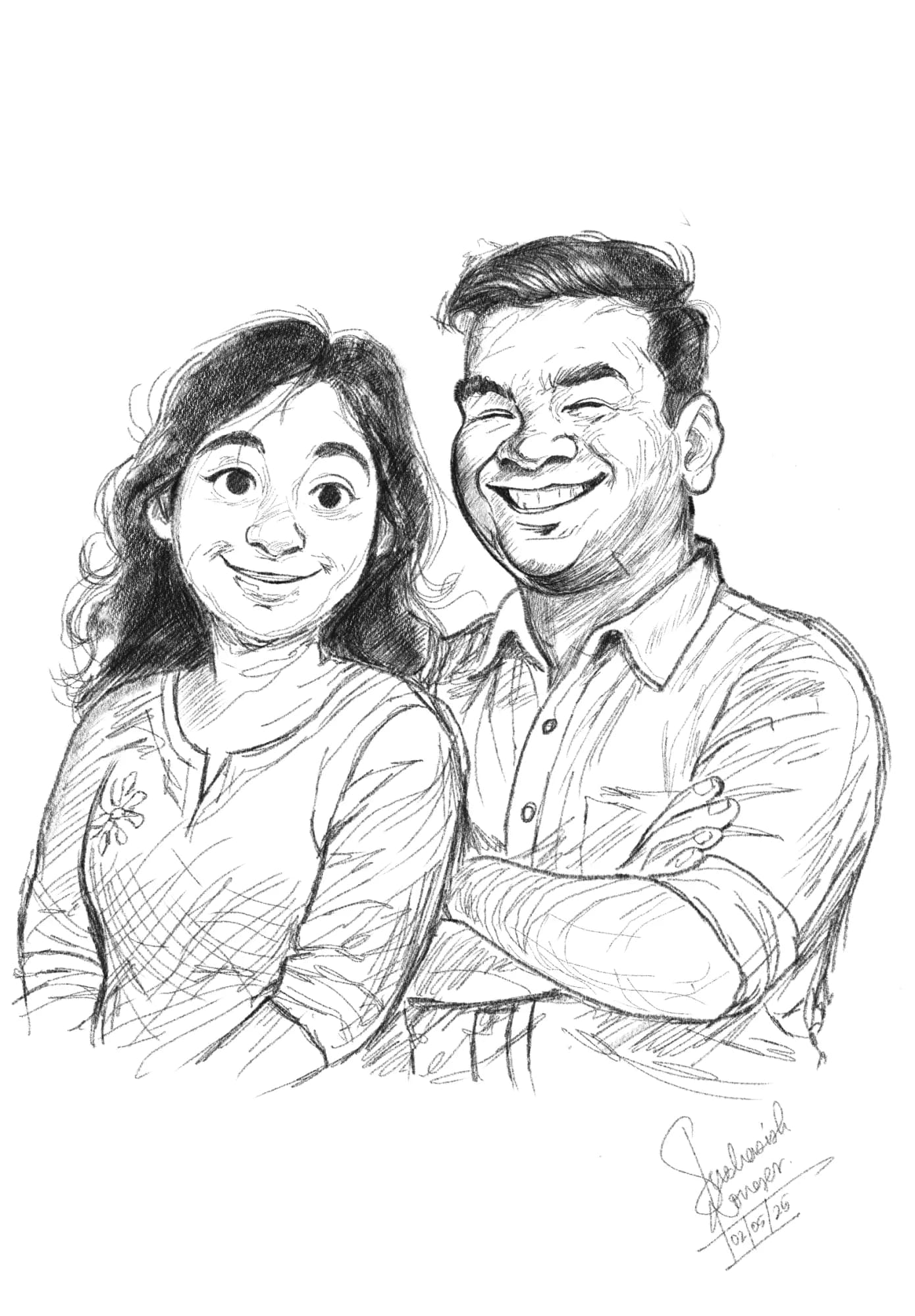 The Two of Them — pen-and-ink portraits, graphite — procreate