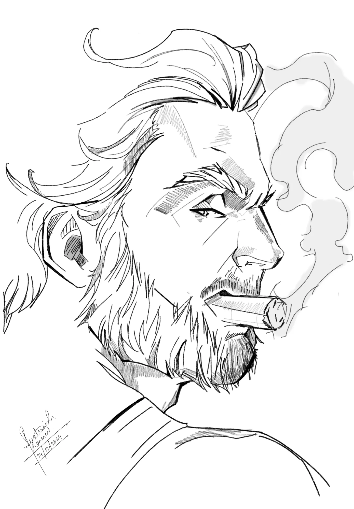 The White Wolf — anime & pop-culture, ink — procreate