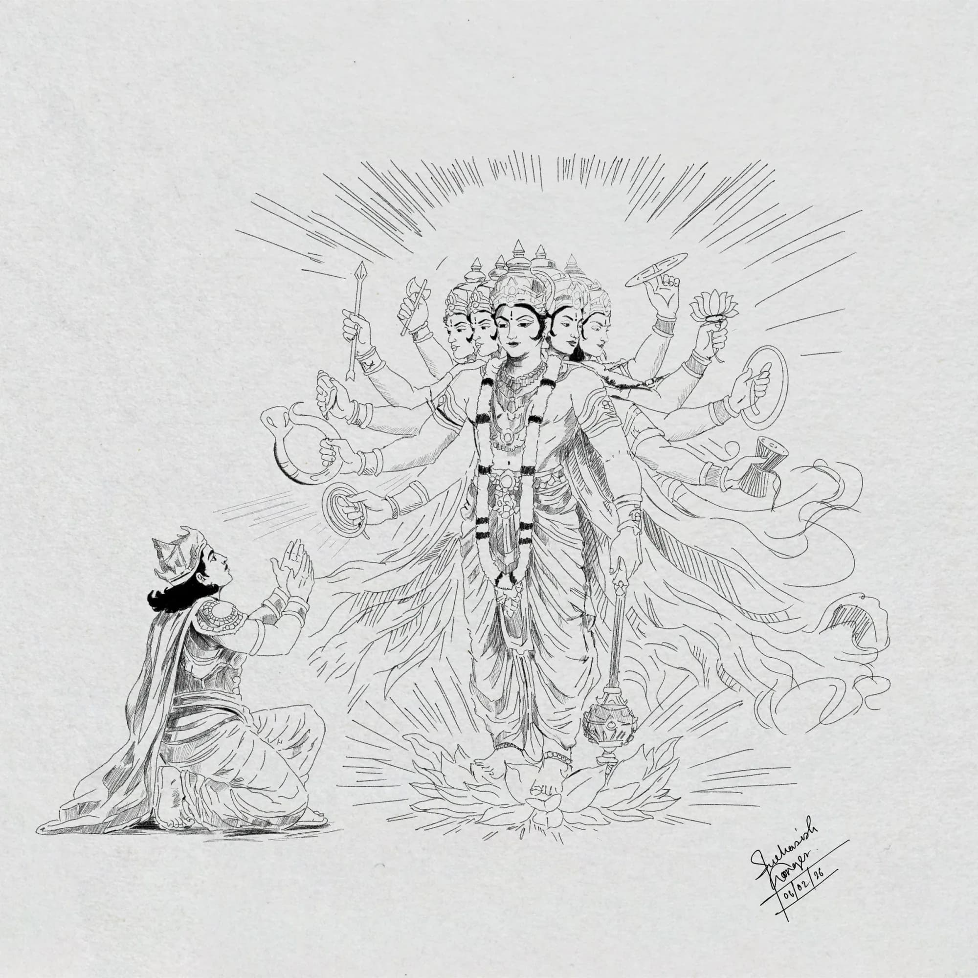 Vishwarupa — devotional portraits, graphite — procreate