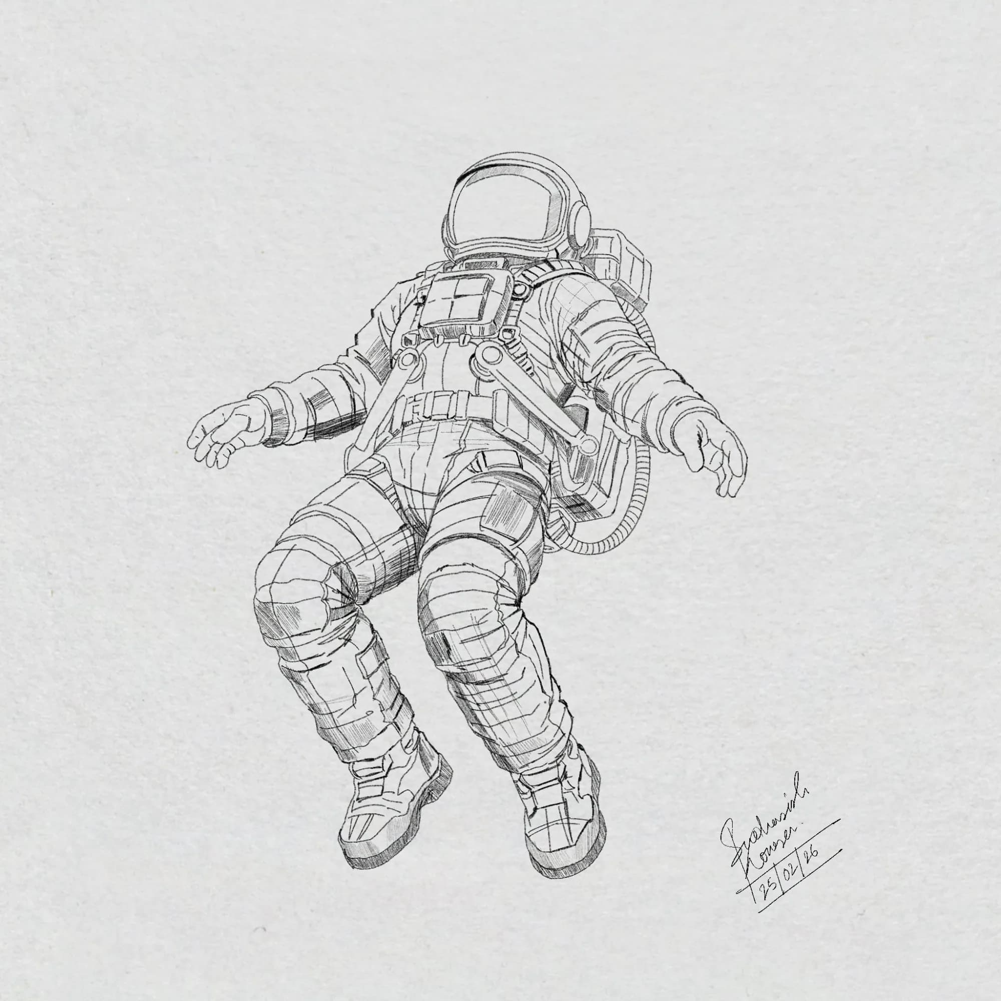 Weightless — home decor illustration, graphite — procreate